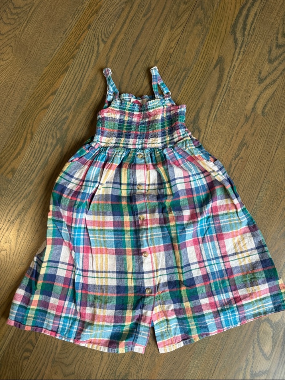 Mini Boden Multicolor Plaid Sundress - Pink, Blue, Green, Yellow